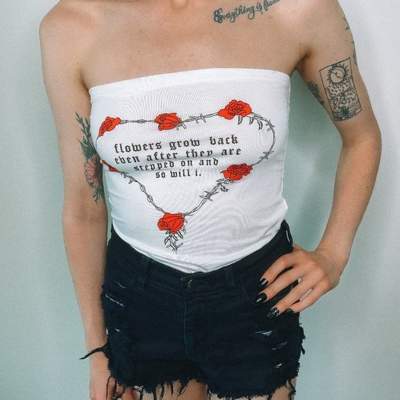 Flowers Grow Back...White Tube Top - Picture 6 of 6